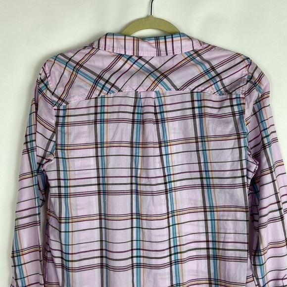 Talbots Cotton Plaid Pink and Blue Lightweight Buttoned Long Sleeve Top - Picture 9 of 15